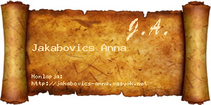 Jakabovics Anna névjegykártya