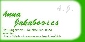 anna jakabovics business card